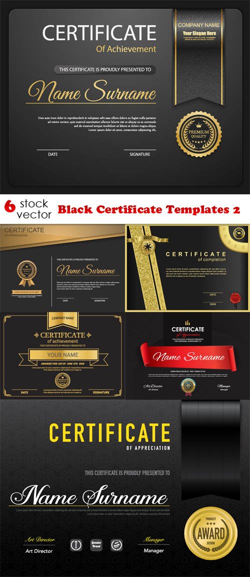 Vectors - Black Certificate Templates 2