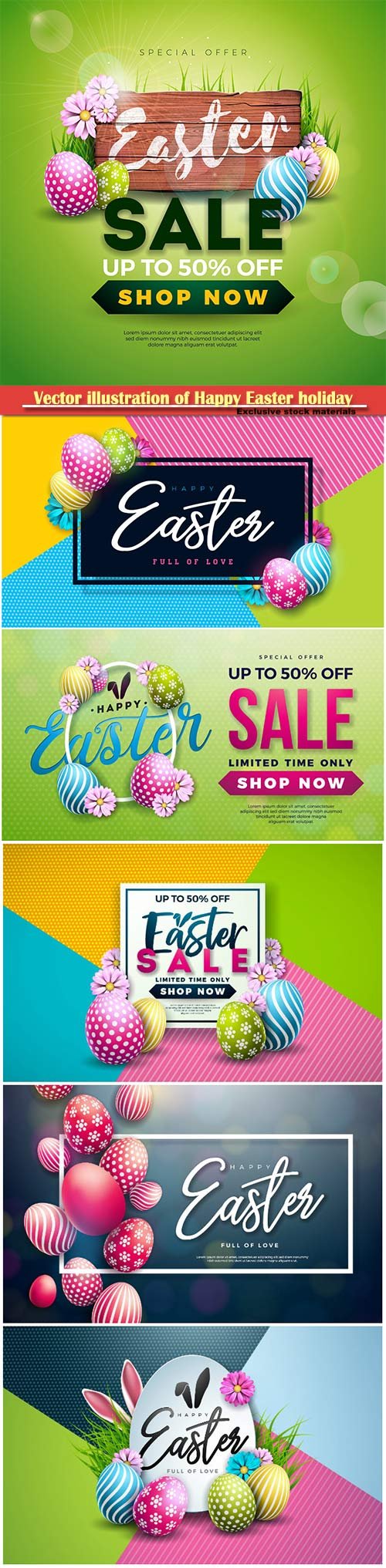 Vector illustration of Happy Easter holiday with egg and spring flower