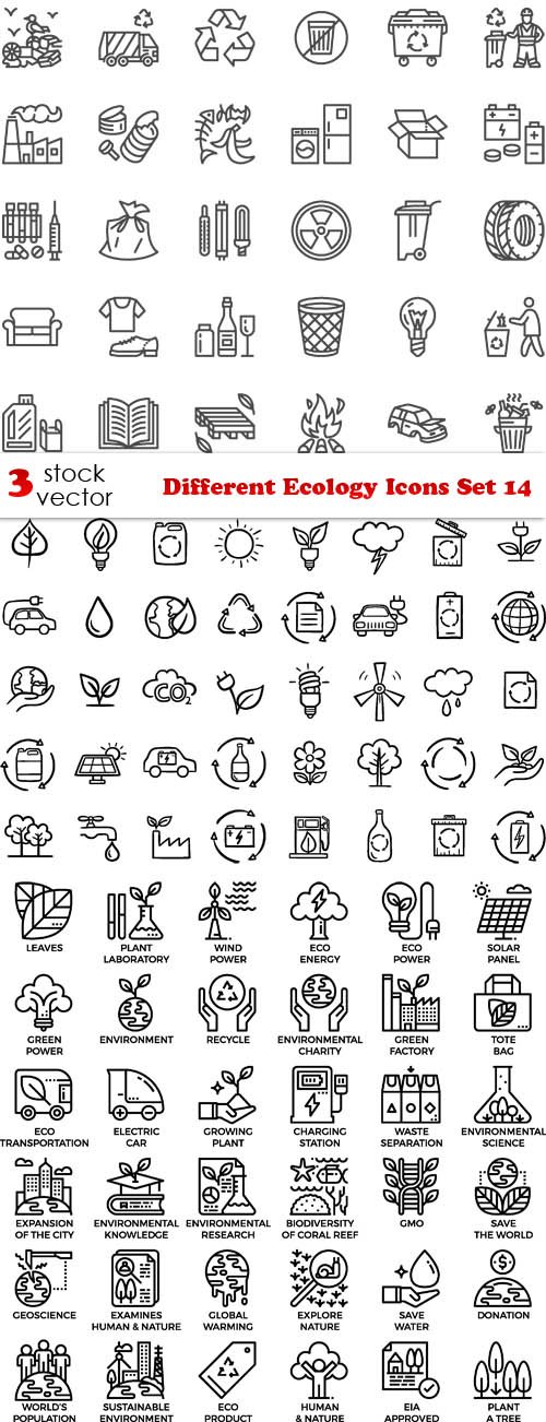 Vectors - Different Ecology Icons Set 14
