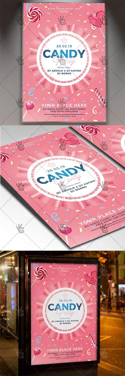 Candy Party – Club Flyer PSD Template