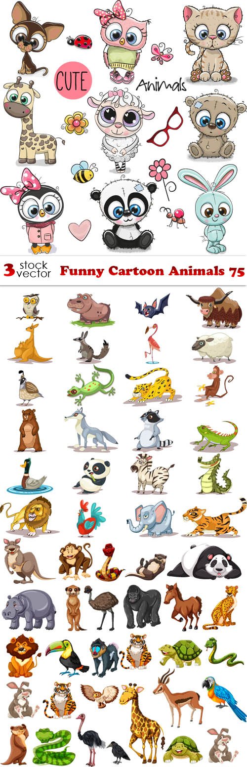 Vectors - Funny Cartoon Animals 75