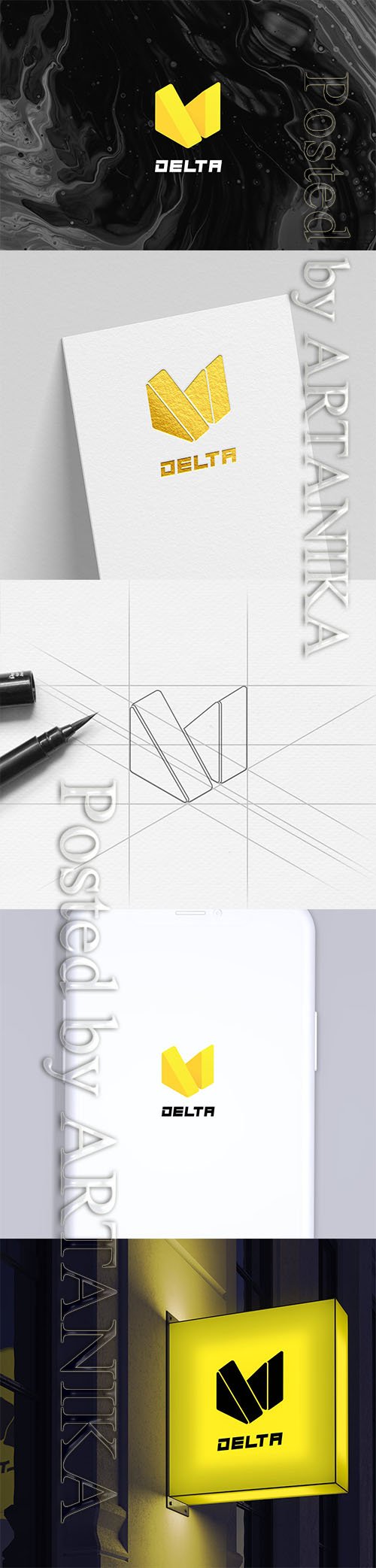 Isometric Triangles Logo – Abstract M Letter