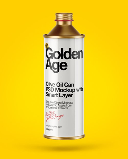 1L Olive Oil Metal Bottle Mockup PSD