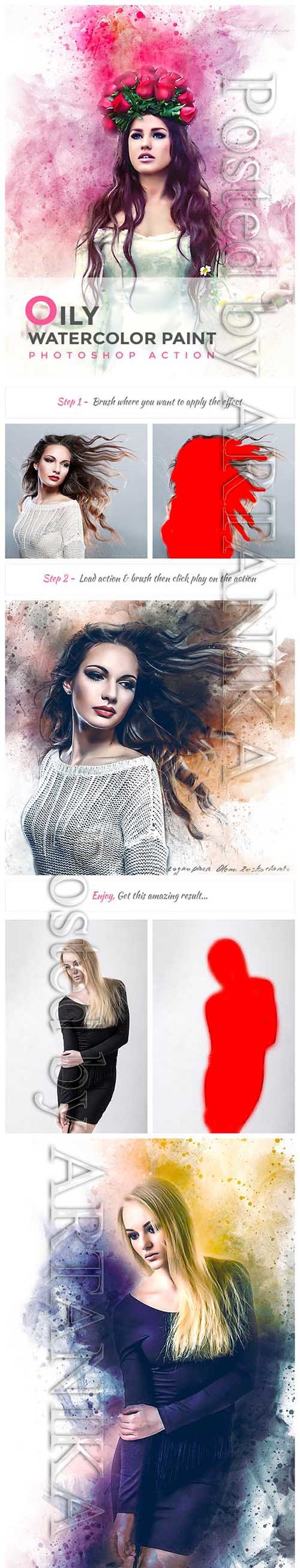 GraphicRiver - Oily Watercolor Paint PS Action 21277840