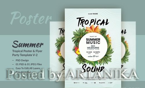 Summer and Tropical Sound Party Poster & Flyer V-2