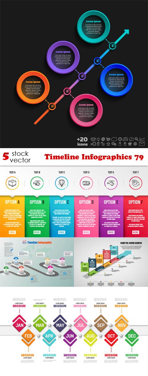 Vectors - Timeline Infographics 79