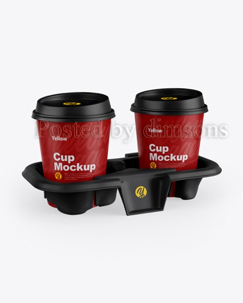 Matte Holder with Coffee Cups Mockup - 42757 TIF