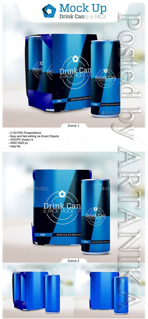 Drink Can and 6 Pack Mock Up 10106781