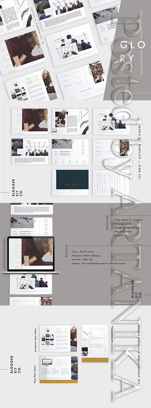 Media Kit Template Set | 10 Pages | Adobe InDesign Template