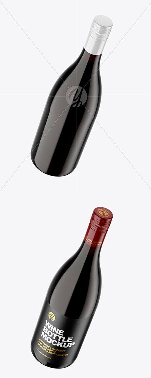 Clear Glass Red Wine Bottle Mockup 43442 TIF