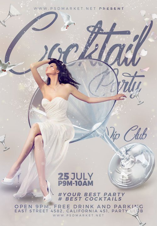 COCKTAIL PARTY FLYER - PSD TEMPLATE