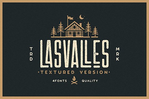 Las Valles Textured Condensed Typeface 4 Fonts
