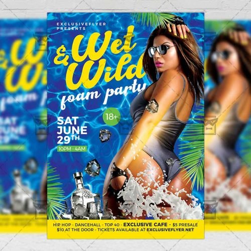 PSD Seasonal A5 Template - Wet and Wild Party