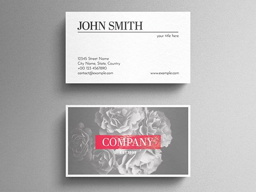 Grey Floral Business Card Layout with Red Accent 271838735 PSDT