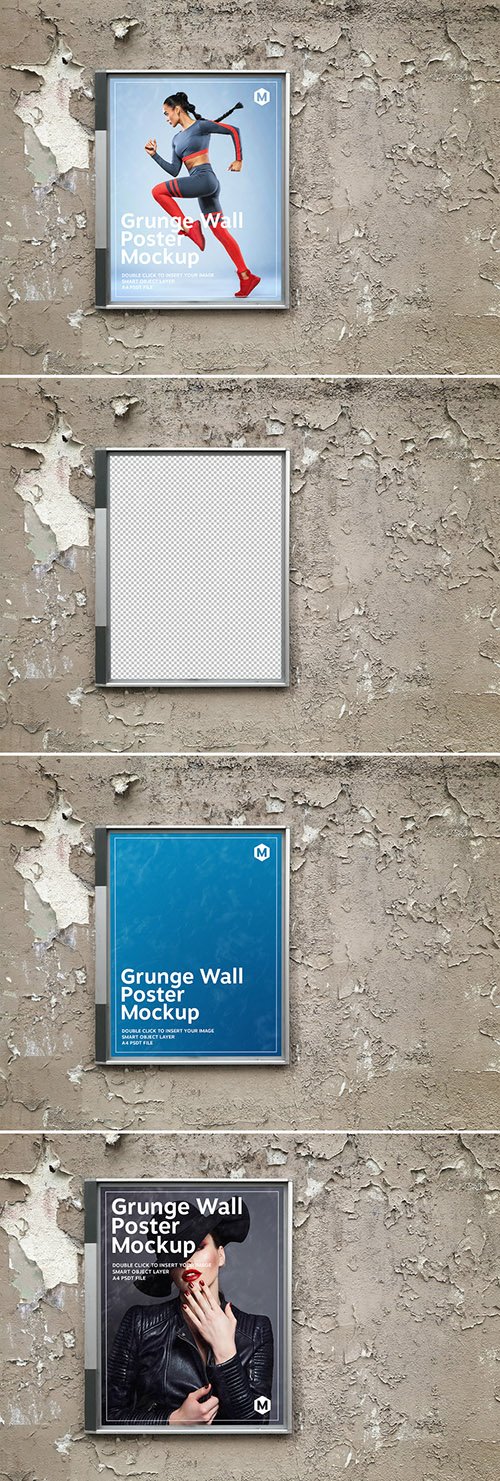 PSDT Billboard Poster on a Grunge Textured Wall Mockup 274306002