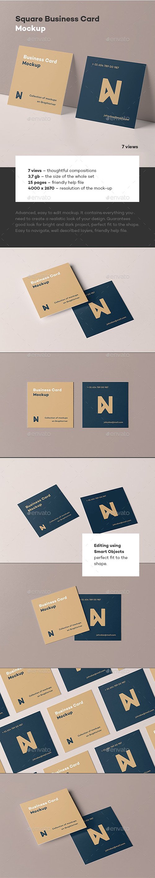 GraphicRiver - Square Business Card Mock-up 23484478