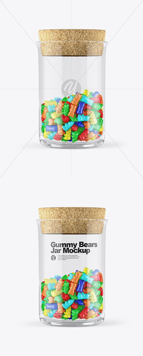 Gummy Bears Glass Jar With Cork Mockup 38337