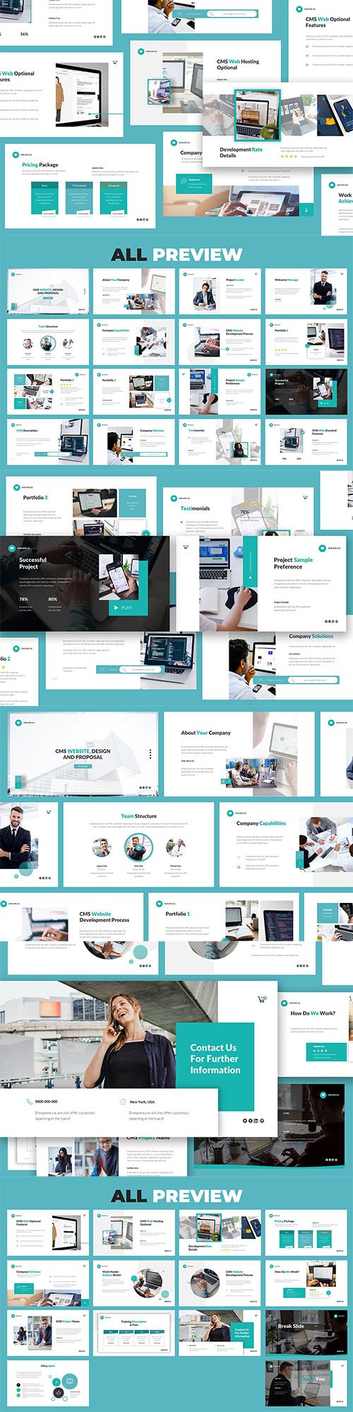 CMS Website Design And Proposal Powerpoint, Keynote and Google Slides Templates