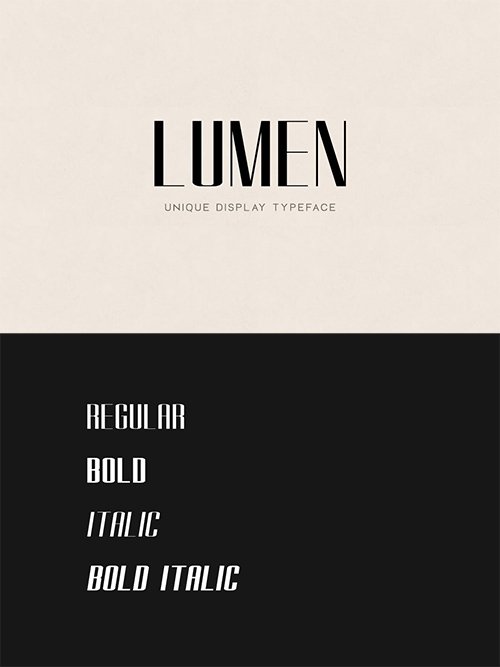 LUMEN - Unique Display / Headline / Logo Typeface OTF, TTF