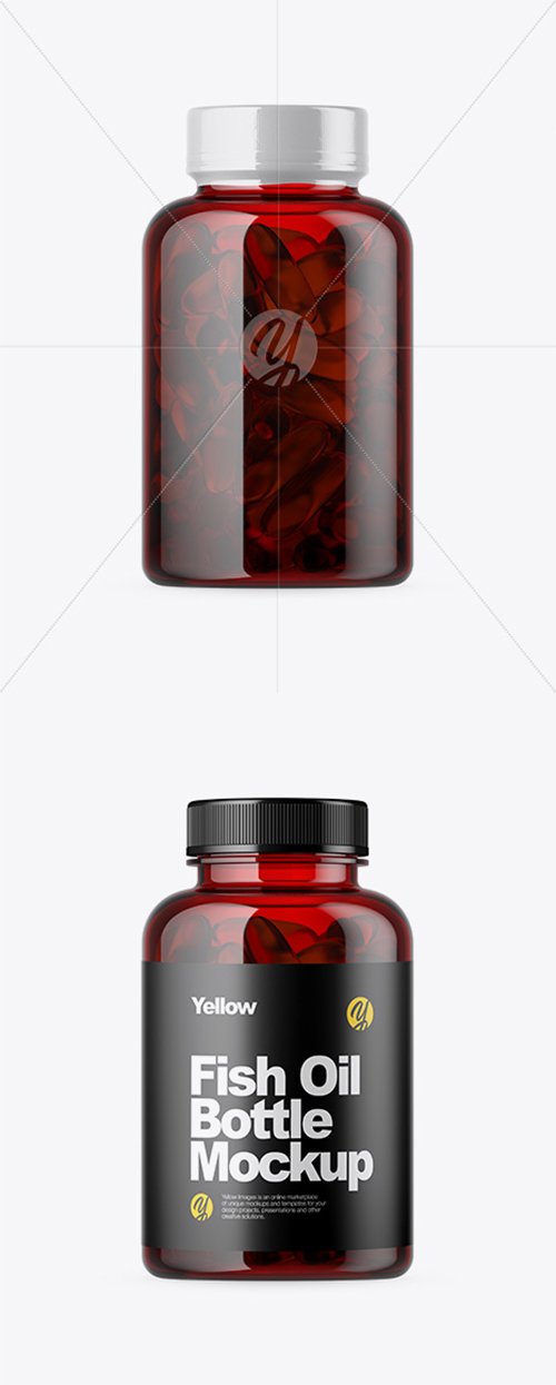 Red Bottle with Fish Oil Mockup 34581