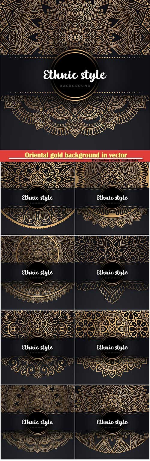 Ornament oriental gold background in vector