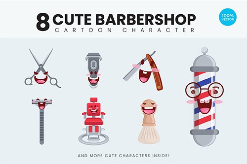 8 Cute Barbershop Illustration 1