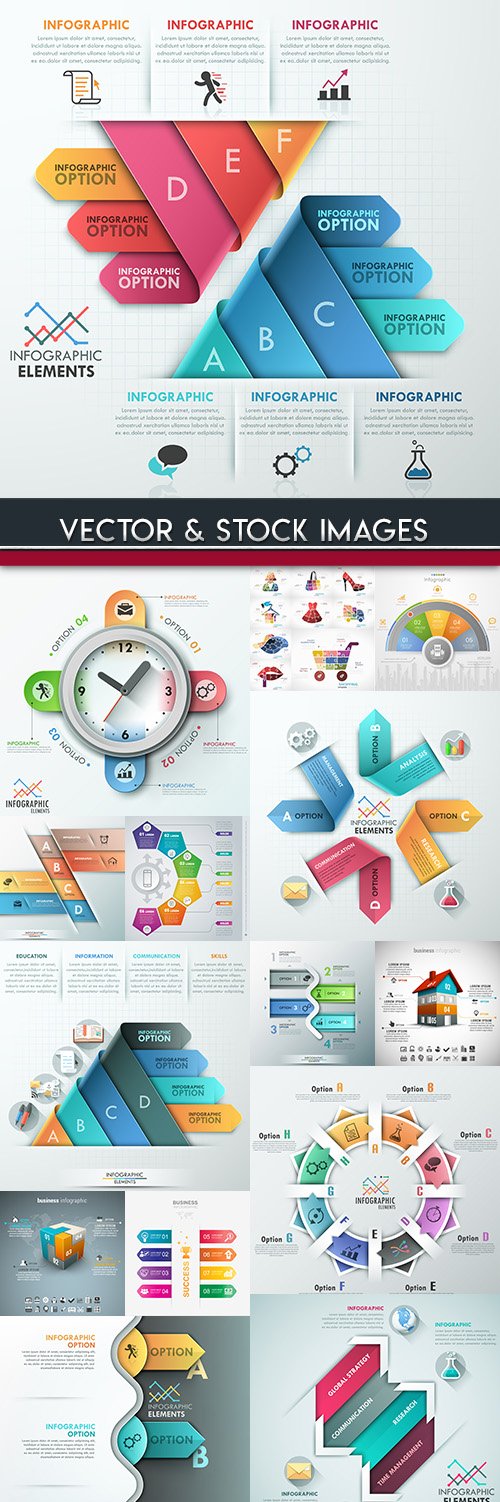 Business infographics options elements collection 75