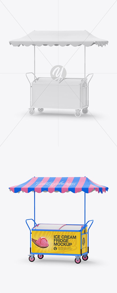 Download Ice Cream Fridge With Awning Mockup - Half-Side View 20068 ...