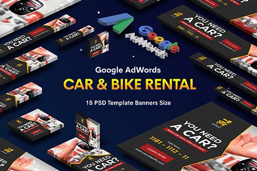 Car & Bike Rental PSD Banners Ad