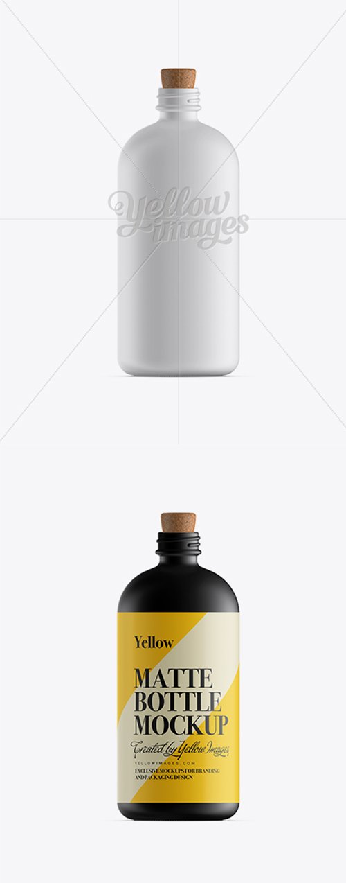 Matte Glass Bottle W/ Cork Stopper Mockup 11779 TIF