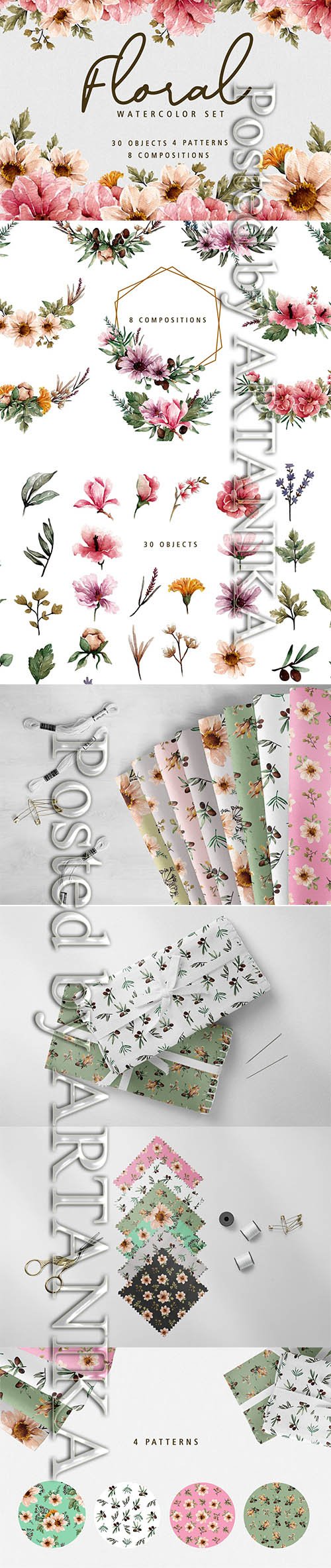 Floral Botanical Watercolor Set