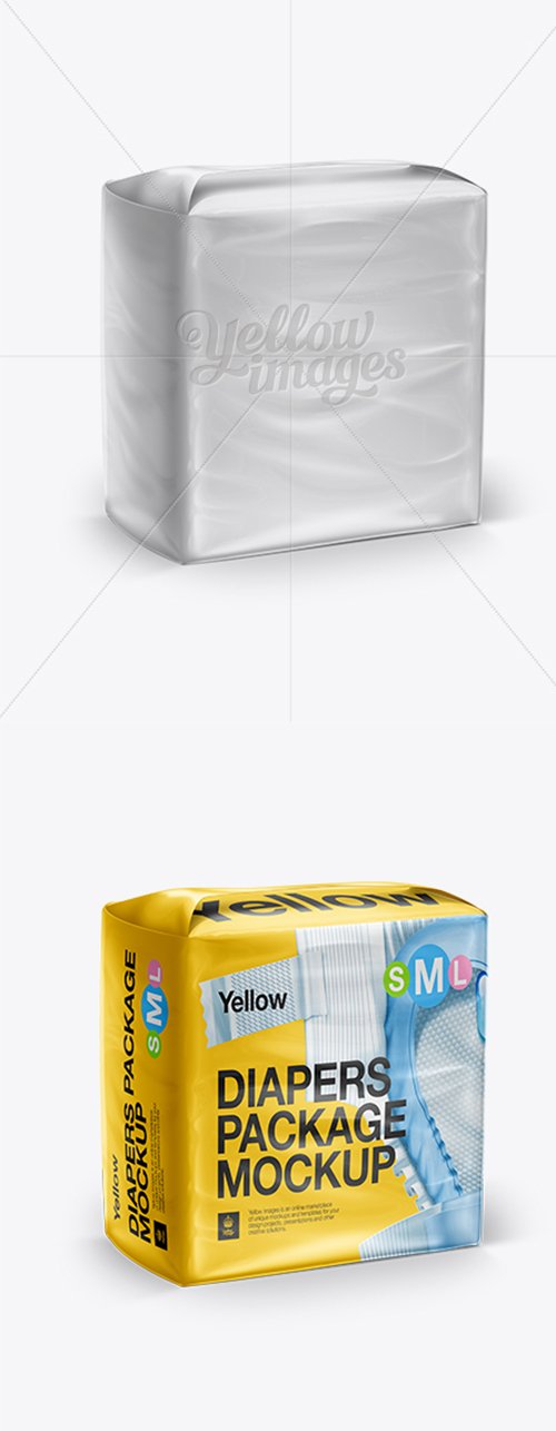 Diapers Large Package - Half Side View Mockup 11159 TIF
