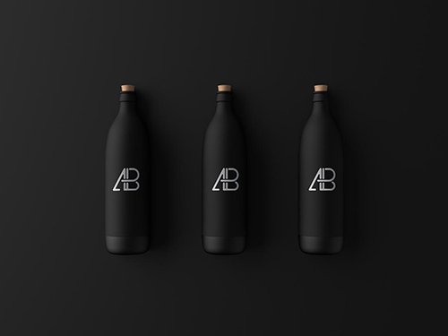 Matte Black Bottle PSD Mockup