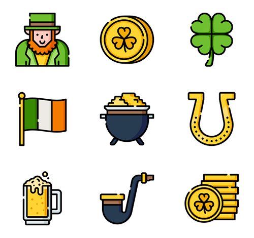 150 St. Patricks Day vector Icons (Lineal Color, Flat, Lineal)