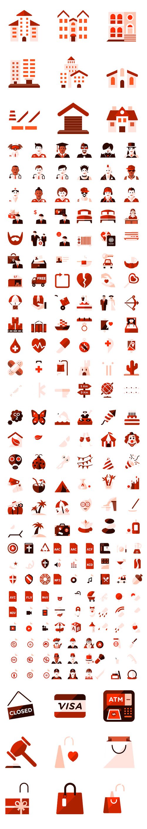 450+ Red Essential Color Vector Icons Pack vol.2