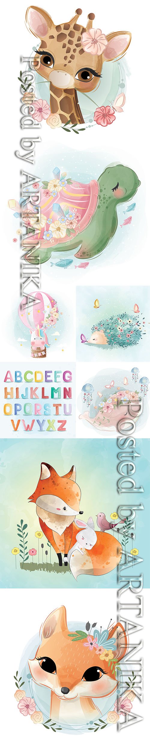 Cute Adorable Illustrations Vector Set vol.7