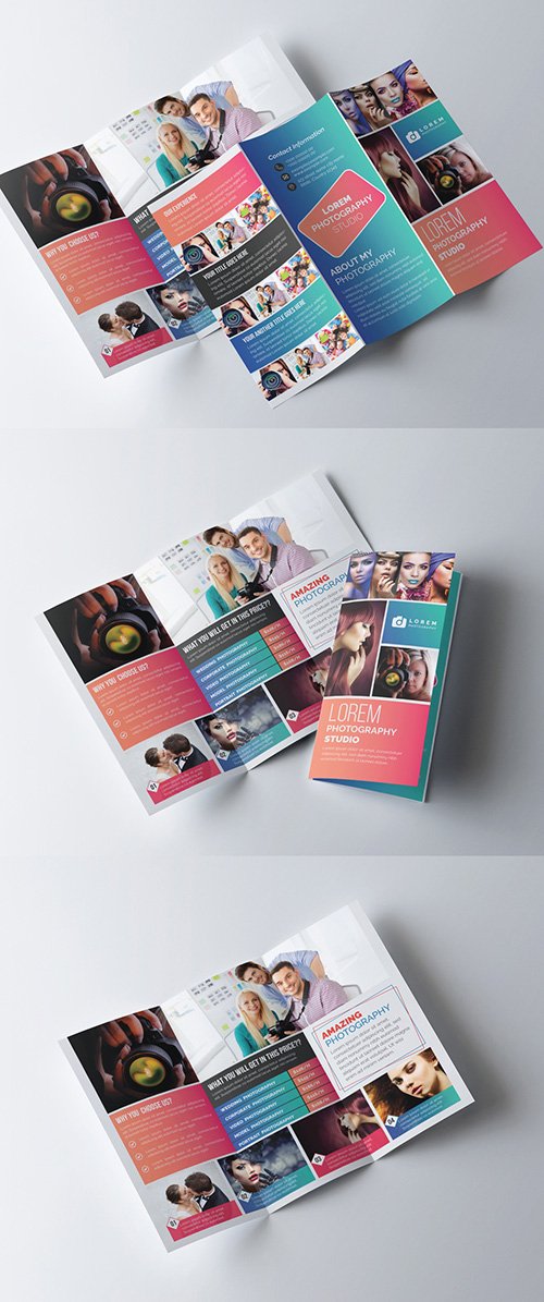 Trifold Brochure Layout with Gradient Color Accents 281868062 AIT