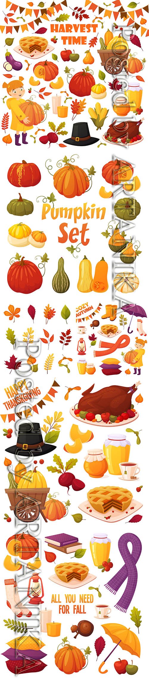 Autumn Set with Different Vector Elements