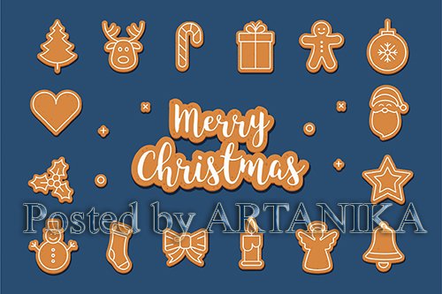 Merry Christmas gingerbread cookie vector