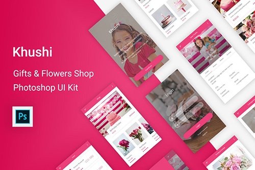 Khushi - Gifts & Flowers Shop UI Kit for Adobe XD