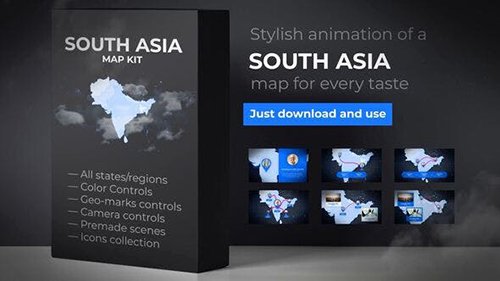 Map of South Asia with Countries - Southern Asia Map Kit 24429949