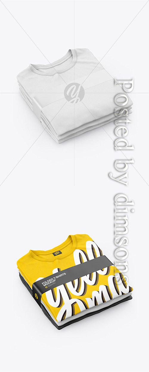 Download Stack of Folded T-Shirts Mockup - Half Side View (High ...