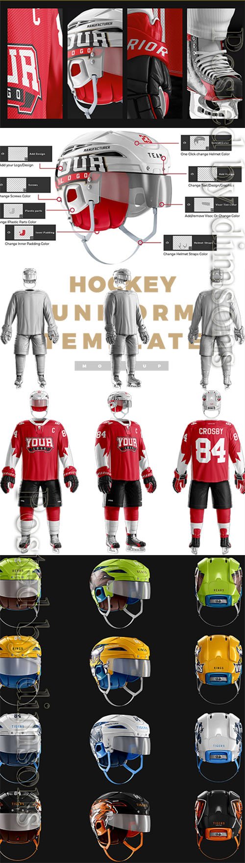 Ice Hockey Uniform Mockup Template PSD