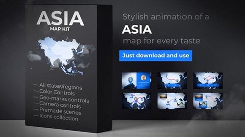 VH - Map of Asia with Countries - Asia Map Kit 24373281