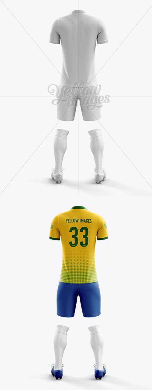 Mens Full Soccer Kit with Polo Shirt Mockup (Back View) 13634 TIF