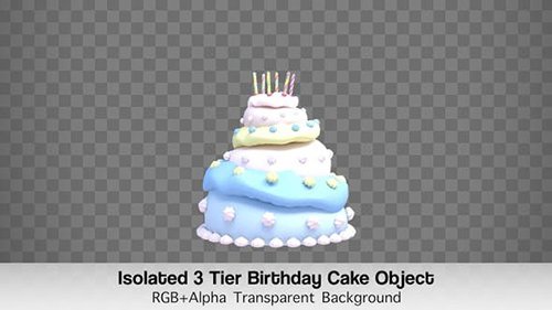 VH - Isolated 3 Tier Birthday Cake Object 23829530