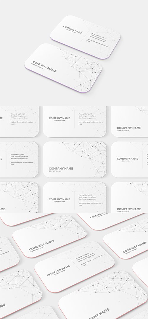 10 mm Round Corner Business Card PSD Mockup Set