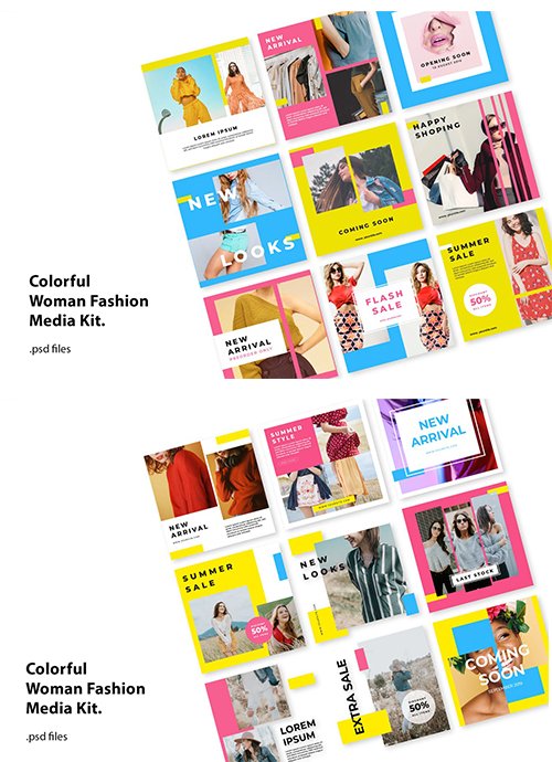 Social Media Kit Colorful Fashion Woman