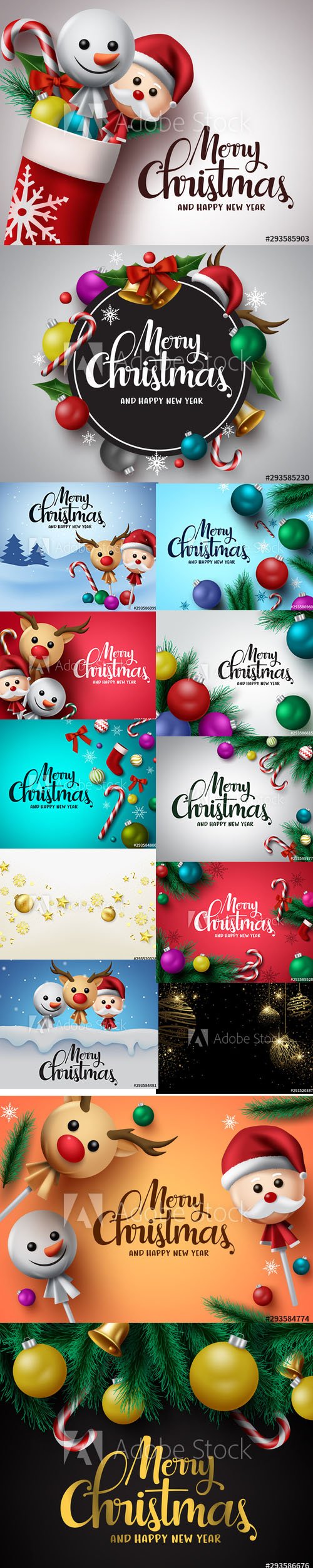 Merry Christmas and Happy New Year Backgrounds Template with Decor