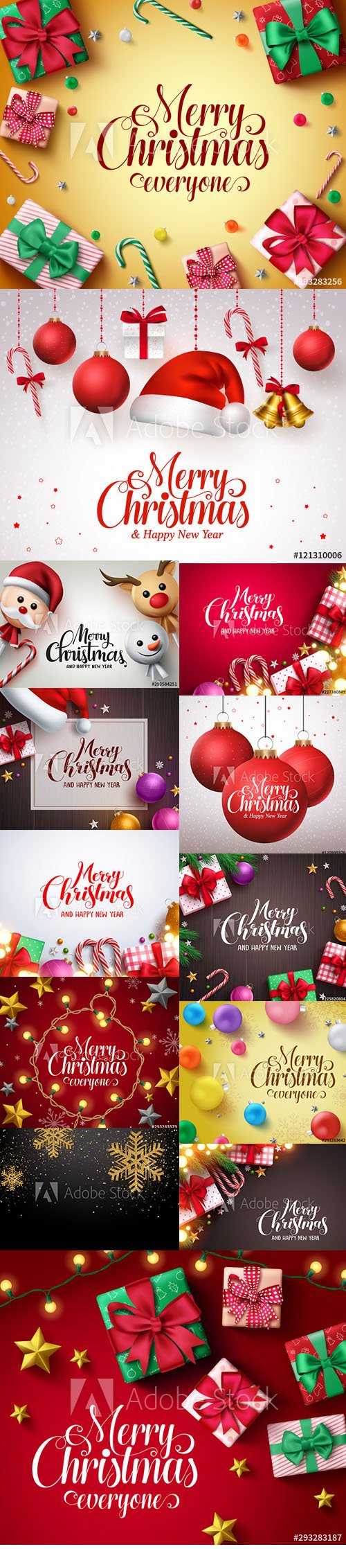 Merry Christmas and Happy New Year Backgrounds Template with Decor vol2
